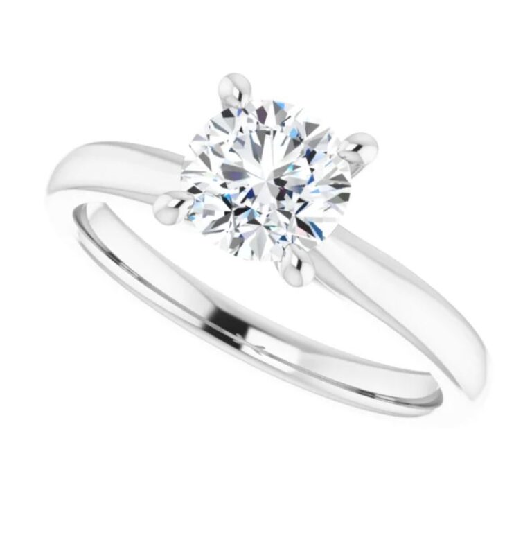 14K White 6.5 mm Round Solitaire Engagement Ring Mounting